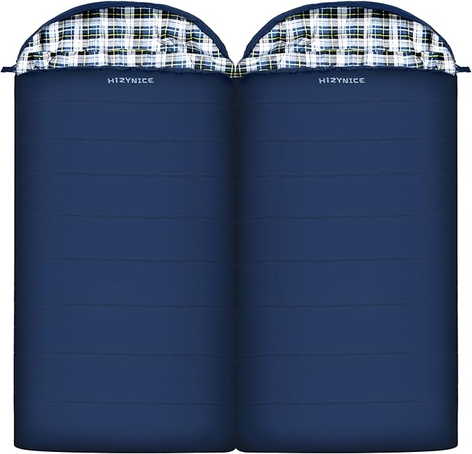 0 Degree Sleeping Bag 100% Cotton Flannel XXL for Adults Big and Tall Cold Weather Winter Zero Degree Camping,Free Compression Sack