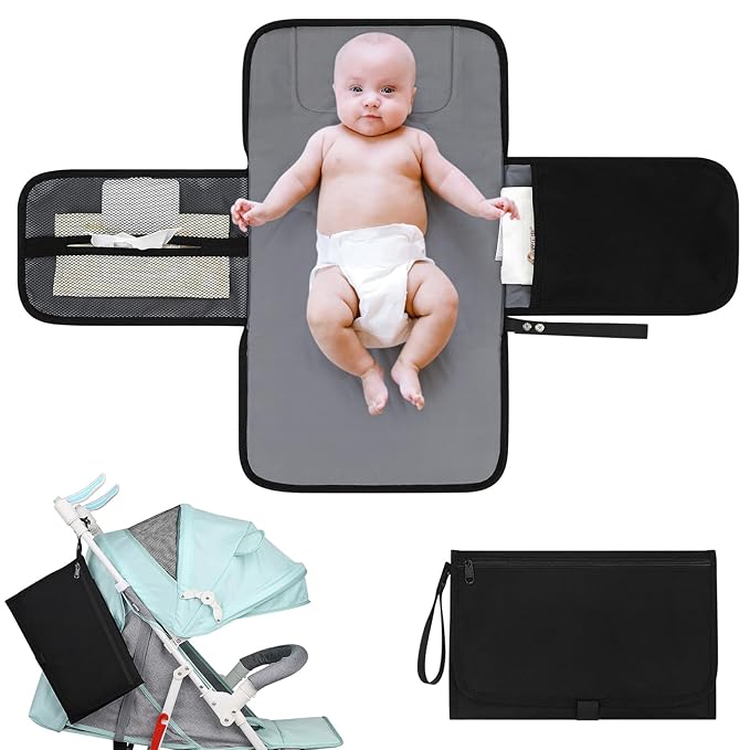Accmor Portable Diaper Changing Pad, Waterproof Baby Changing Mat, Baby Diaper Changing Pad for Travel, Black
