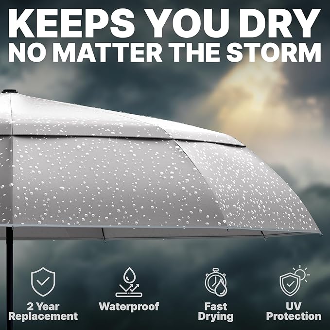 Royal Walk Windproof Folding Travel Umbrella Compact and Strong Luxurious Real Wood Handle Automatic Open Close Vented Double Canopy for Men and Women