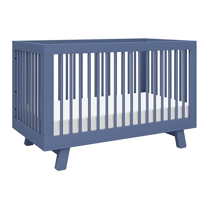 babyletto Hudson 3-in-1 Convertible Baby Crib - GREENGUARD Gold Certified Convertible Crib to Toddler Bed and Daybed - Wooden Baby Bed with 4 Adjustable Mattress Heights - Easy Assembly - Cove Blue