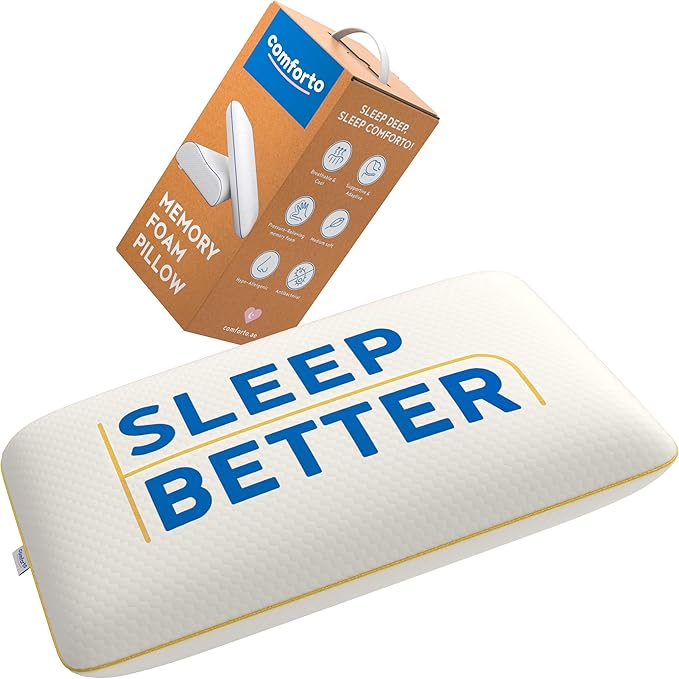 Memory Foam Pillow for Sleeping 23.6x15.7 - Orthopedic Cervical Pillows for Neck and Shoulder Pain Relief for Back and Side Sleepers - Medium Firm Pillow with Neck Support - Pillowcase for Bed