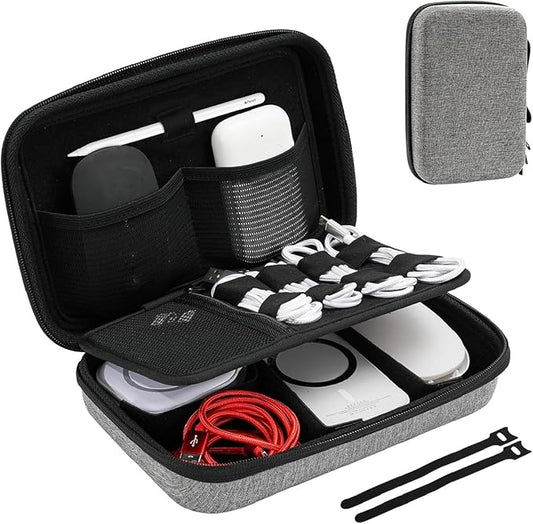 ProCase Hard Travel Electronic Organizer Case for MacBook Power Adapter Chargers Cables Power Bank Apple Magic Mouse Apple Pencil USB Flash Disk SD Card Small Portable Accessories Bag