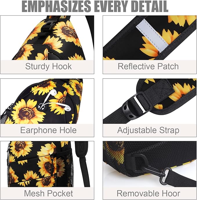 Crossbody Bags for Women Men Trendy Sling Bag Bakpack Casual Chest Bag with Convertible Shoulder Strap