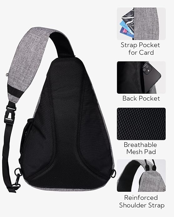 WATERFLY Large Crossbody Sling Bag: Over Shoulder Backpack Daypack Casual Cross Chest Side Pack