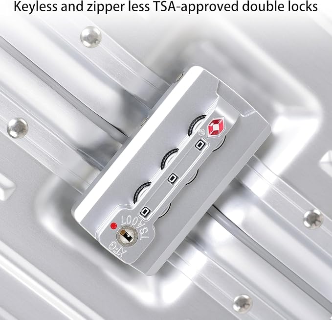 Metal All Aluminum Carry-on Luggage TSA Customs Lock Zipperless Silent Rotary Wheel Business Suitcase Aluminum Frame Set (rose gold, 2Piece(20/28))