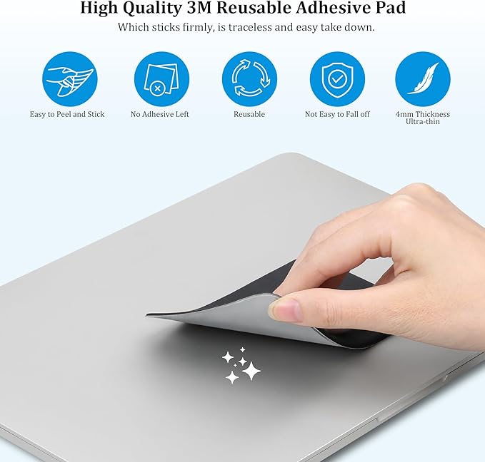 Lacdo Portable Hard Drive Sleeve for Laptop, Stick on Pouch with Reusable Adhesive, for SanDisk, Samsung, Crucial, Portable External Solid State Drive SSD Hard Drive Carrying Case Closed Pocket, Black