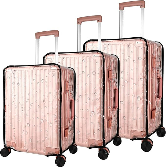 3 Piece Clear PVC Luggage Cover Protector, Waterproof Plastic Suitcase Cover, 20“ 24” 28” Carry On Luggage Protector Suitcase Cover