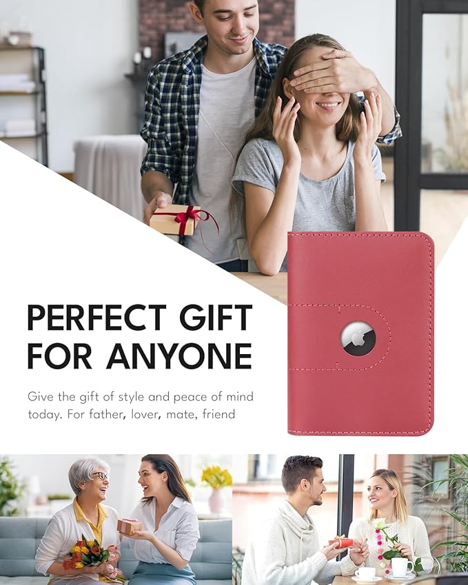 ALLIVE Genuine Leather Passport Holder with Airtag, Travel Must Haves Airport Essentials, Case Travel Gifts