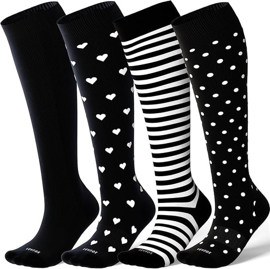 LEVSOX Compression Socks for Pregnant Women 20-30 mmHg Knee High Cute Funny Mens Supports Socks for Nurses, Medical, Travel