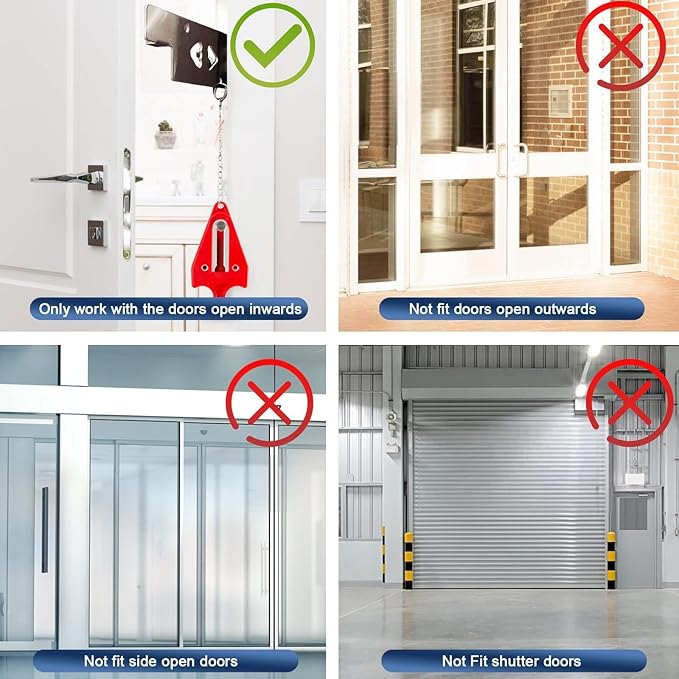 KERUI Door Stop Alarm & Portable Door Lock, Dual Protection Security Door Stopper Wedge Alarm with 3 Levels Sensitivity, Door Security Devices for Travel Hotel Home Apartment (2 Pack)