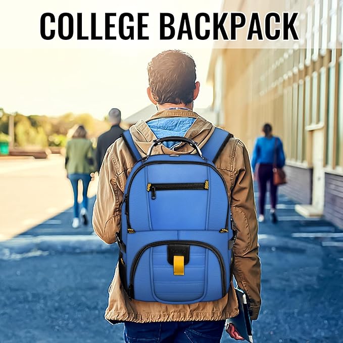 YOREPEK Travel Backpack, Extra Large 50L Laptop Backpacks for Men Women, Water Resistant College Backpack Airline Approved Business Work Bag with USB Charging Port Fits 17 Inch Computers, Cobalt Blue