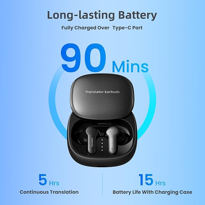 AI Translation Earbuds 3-in-1 Language Translatior Device 144 Languages & Accents Online Translation Real Time Long Battery Life, Suitable for Travel Business Black M3 Online Translation