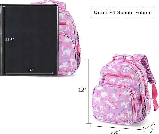 mibasies Toddler Backpack for Girls 2-4: Cute Kids Backpacks for Girls - Preschool Kindergarten Backpack - Flower Cat