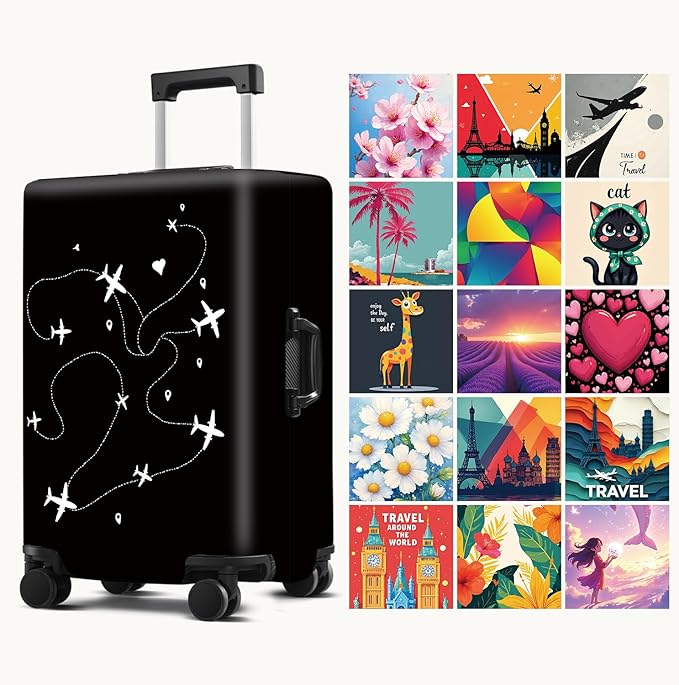 Luggage Cover Washable Suitcase Protector Anti-Scratch,Stretchable Fit for 20-34Inch Luggage Durable Travel Bag Cover with Zipper Closure (Airline, XL(fits 32-34Inch suitcase))