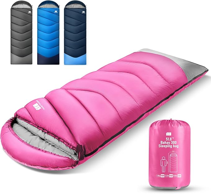 Sleeping Bags for Adults Cold Weather,Portable, Waterproof,Lightweight Sleeping Bag for Tall Girls Boys with Compression Sack for Warm Camping, Hiking, Outdoor & Indoor
