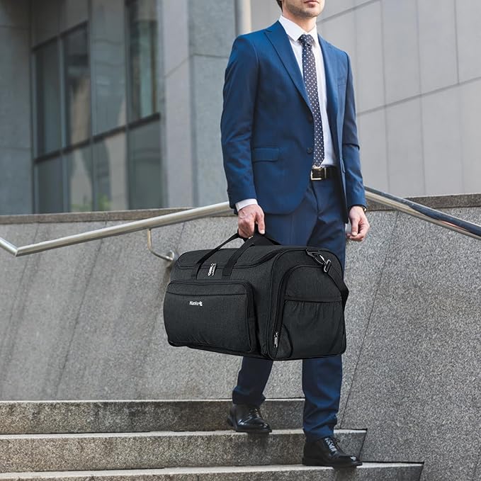 Hanke Carry on Garment Bags for Travel,Convertible Duffle Bag Luggage Bag Weekend Bag with Shoe Compartment,2 in 1 Hanging Suitcase Suit Bag for Men Women,Black