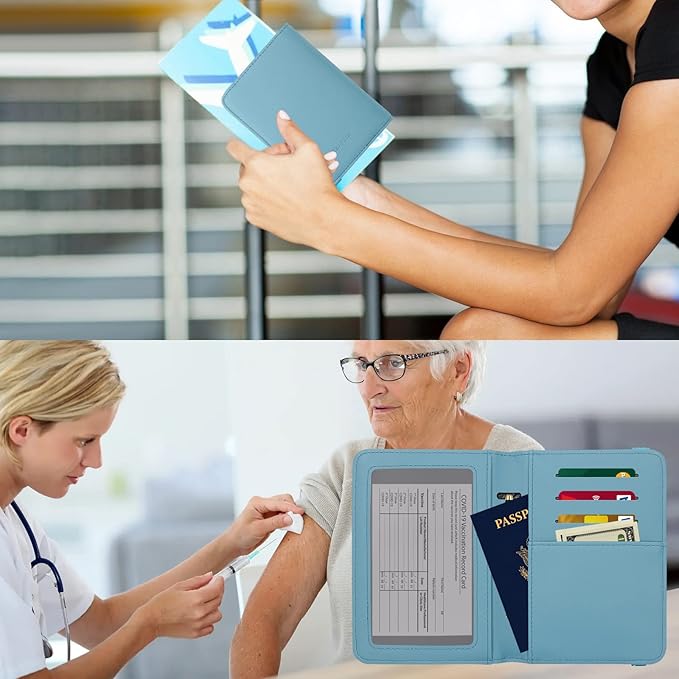 ZOPPEN Passport Holder Wallet, Passport Cover Travel Wallet Women Travel Essentials Accessories Document Organizer Travel Must Haves Rfid Blocking Cover Case for Women and Men, Blue