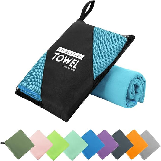 Microfiber Travel Towel, Soft Lightweight Quick Dry Towel, Super Absorbent Compact Travel & Sports & Beach Towels for Camping, Backpack, Gym, Swimming, Yoga, Hiking (L:24"×48" -MarineBlue)