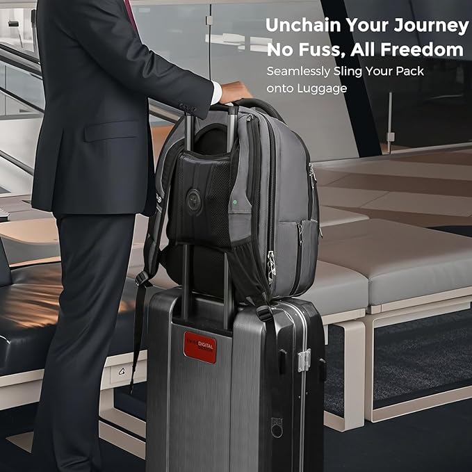 Swissdigital Design TSA Business Laptop Backpack For Men,Travel Backpack With USB Charging Port,College Tech Backpacks With RFID Pockets Presents For Men Fits 15.6 Inch Computer Grey | TERABYTE