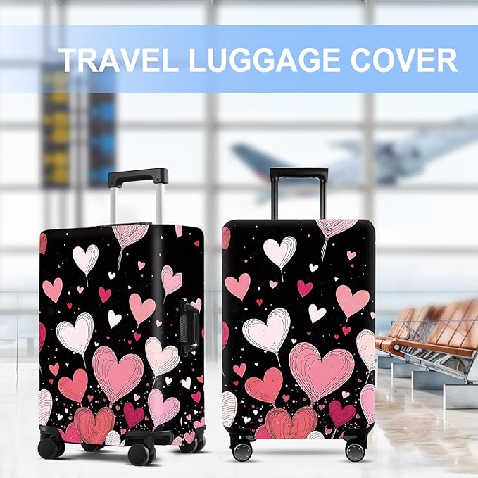 Luggage Cover Washable Suitcase Protector Anti-Scratch,Stretchable Fit for 20-34Inch Luggage Durable Travel Bag Cover with Zipper Closure (Heart-2, L(fits 28-30Inch suitcase))