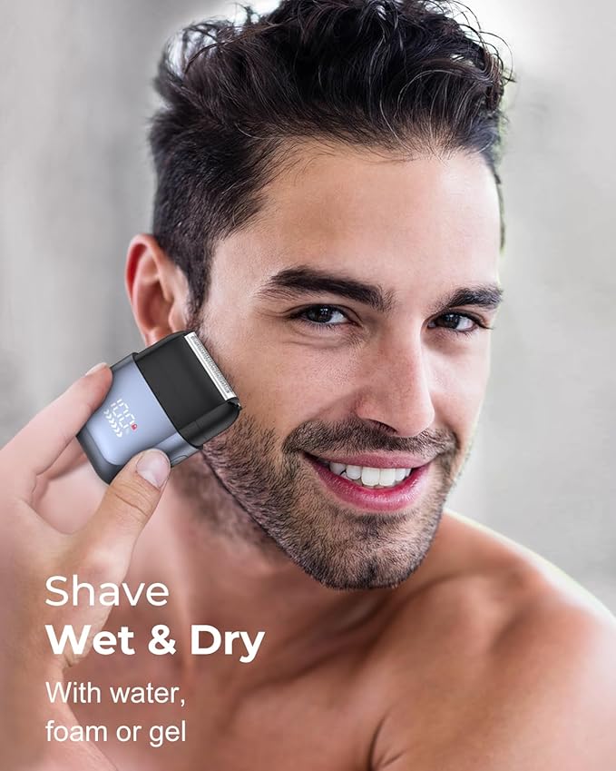 Foil Shavers for Men, Mini Electric Razors for Close Shaving Face with High Speed 3 Floating Blade Heads, USB C Fast Rechargeable Foil Shaver IPX7 Waterproof Wet Dry Travel Locked/Led Display