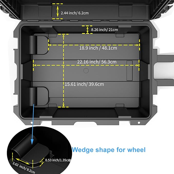 Waterproof Hard Case,27 x 20 x 13 Inch, Equipment Rolling Hard Case with Foam/Wheels/Retractable Handle for camera, Drone,tool, electronics,Shockproof, TSA Friendly, Inner 21.6"X 14.6"X10.2"
