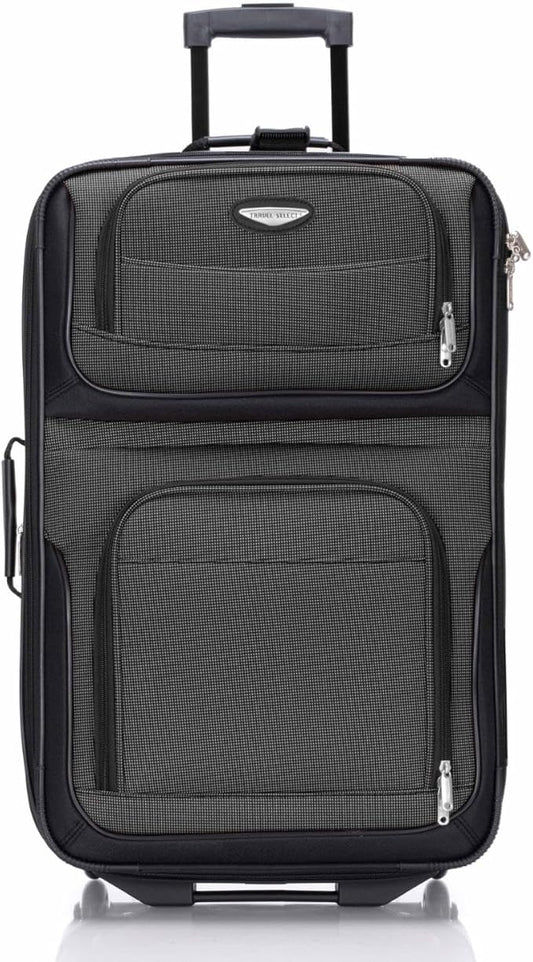 Travel Select Amsterdam 25-Inch Softside Expandable Rolling Upright Luggage, Lightweight 2-Wheel Suitcase with Push-Button Handle, Gray