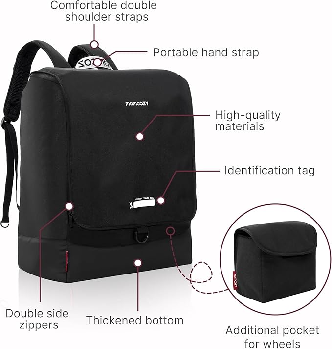 Momcozy Stroller Travel Bag for Airplane | Suit ClickGo Stroller | Compatible with Strollers Folded Dimensions of 22.1 X 17.3 X 9.8 Inch | Fit Most Major Brand | Hand-held ＆ Back-carrying