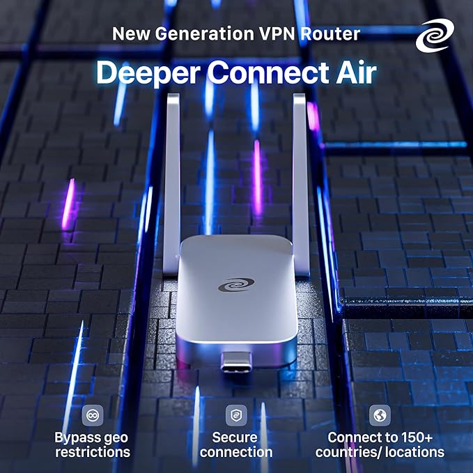 Deeper Connect Air Pocket-Sized Wireless Travel VPN Router Portable Wireguard OpenVPN DPN WiFi Router