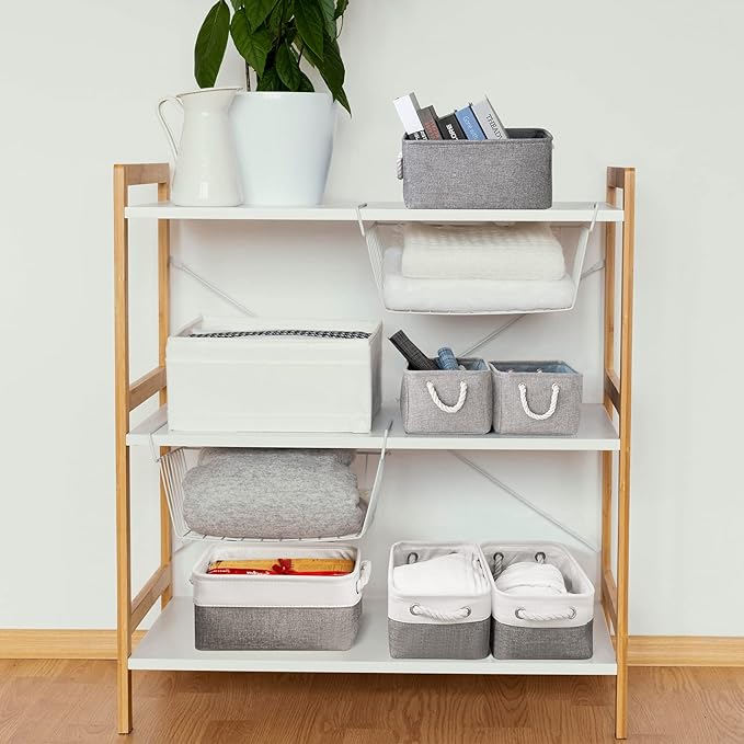 TheWarmHome Storage Bins - 3PCS Fabric Storage Baskets for Organizing Shelves | Large Basket Closet Organizer for Home Shelf Dog Laundry Organization | Collapsible Storage Cubes W/Handles