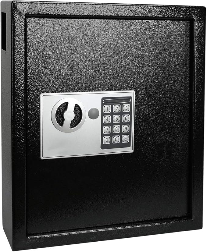 KYODOLED Electronic 40 Keys Cabinet Wall Mount,Digital Key Safe Lock Box,Large Security Lockbox for House Key,Heavy Duty Combination Lock Storage,14.37'' X 11.8'' X3.93'' (Black,40 Keys)