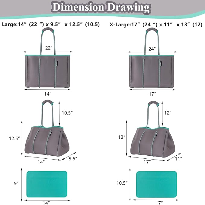 QOGiR Neoprene Multipurpose Beach Bag Tote with Inner Zipper Pocket … … … …