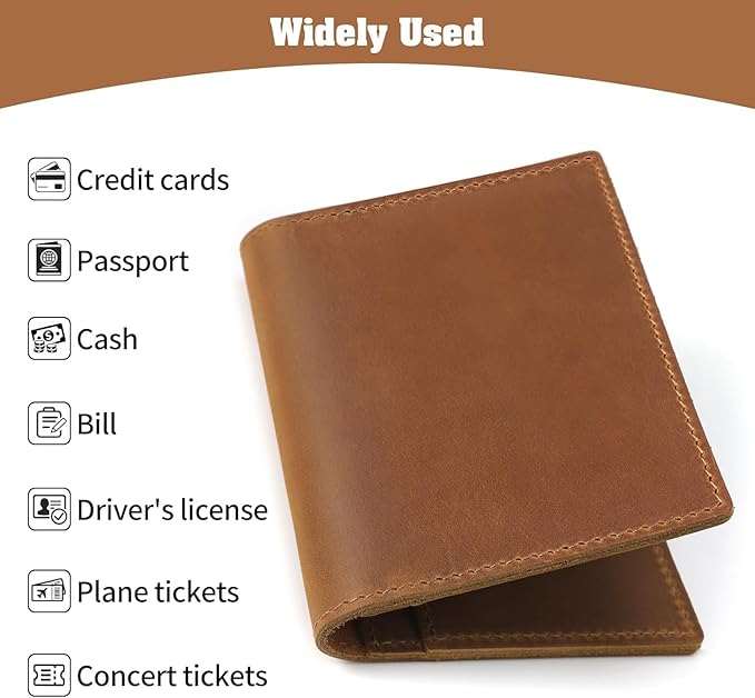 Jack&Chris Leather Passport Holder, Handmade Passport cover, Travel Wallet Cover Case for Men and Women, Leather Travel Documents Organizer Protector, JC107
