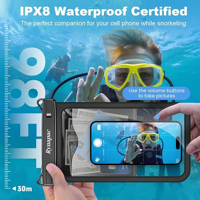 2 Pack Waterproof Phone Pouch - 10in Waterproof Phone Case with Lanyard, IPX8 Cellphone Dry Bag Beach Essentials for iPhone 16 15 14 Pro Max, Galaxy S25 S24 S23 Ultra, Cruise Ship Essentials