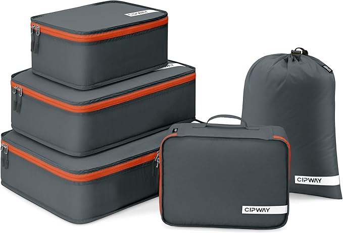 Cipway 5 Set Packing Cubes for Travel Suitcase Organizer for Accessories Luggage Carry On Suitcase Lightweight Grey
