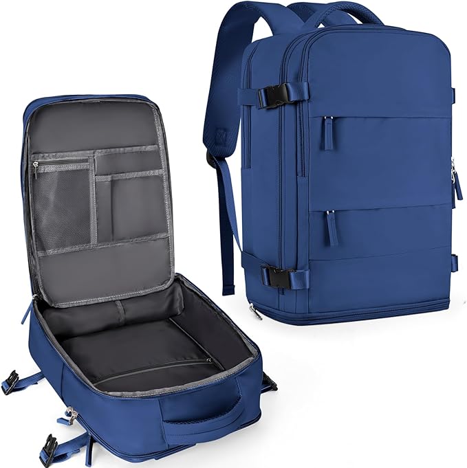 coowoz Large Travel Backpack for Women Men,Carry On Backpack,Hiking Backpack Outdoor Sports Rucksack Casual Daypack Travel Essentials Royal Blue