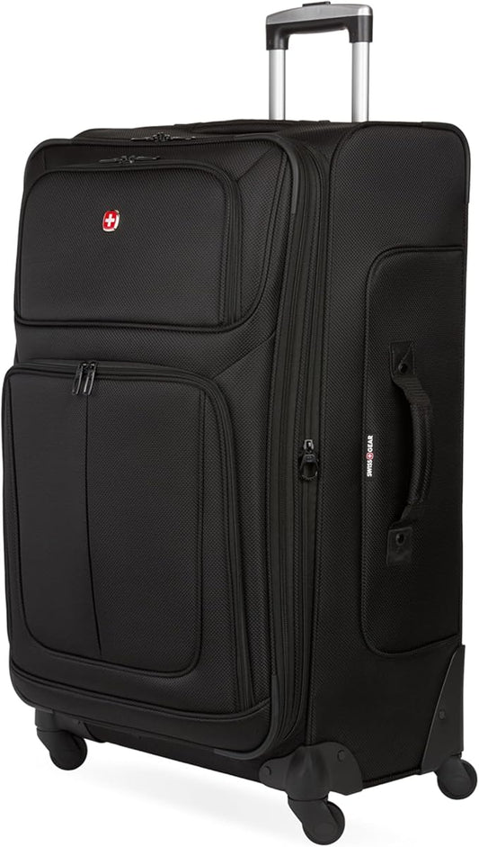 SwissGear Sion Softside Expandable Luggage, Black, Checked-Large 29-Inch