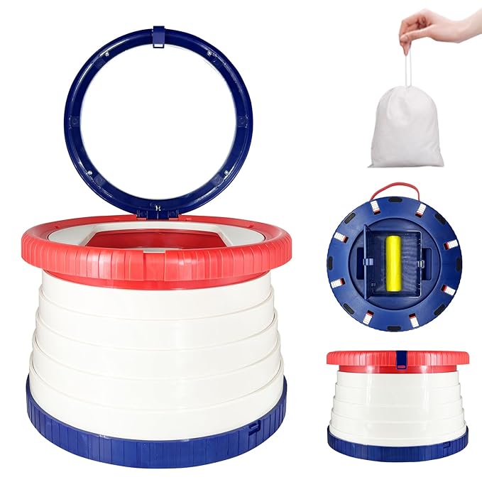 Travel Potty for Toddler, Portable and Foldable Toilet Training Apply to Seat Emergency Toilet for Car, Camping, Outdoor, Indoor with Bags (Blue)
