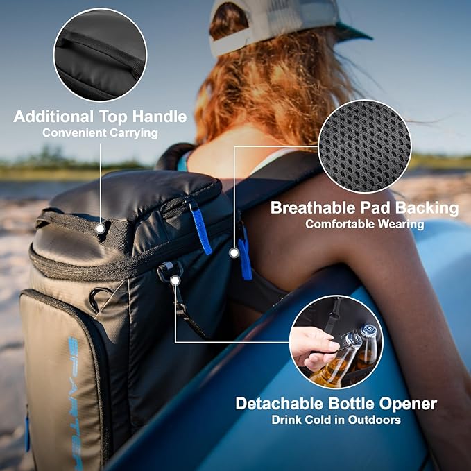 SPARTER Backpack Cooler Insulated Leak Proof 33/49 Cans, 2 Insulated Compartments Thermal Bag, Portable Lightweight Beach Travel Camping Lunch Backpack for Men and Women