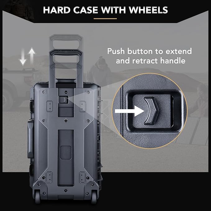 Lykus HC-5120 Waterproof Hard Case with Wheels and Customizable Foam, Interior Size 20.3x11.3x7.3 inch, Suitable for camera, lens, drone, mic, flashlight, projector, electronics, tools, and more