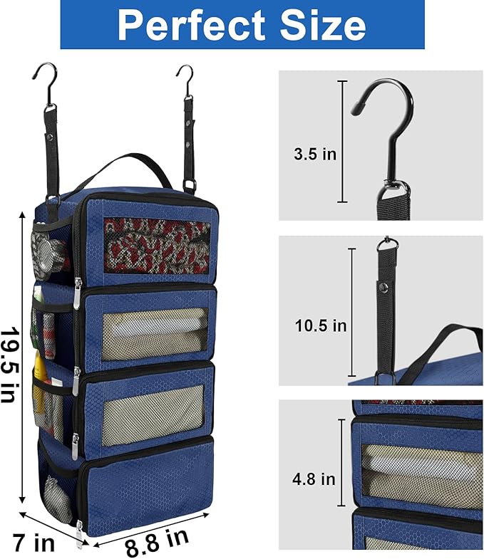 Suitcase Organizer, Travel Luggage Organizer Portable Hanging Travel Shelves Collapsible Hanging Packing Cubes for Carry on Suitcase