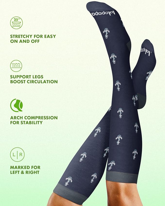 Bamboo Viscose Compression Socks for Women Men 2 Pairs 15-20mmHg Knee High Compression Socks Travel Nurse