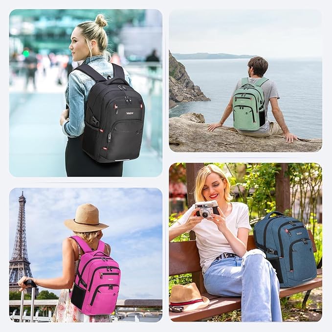 48L Expandable Laptop Backpack, Anti-thief Travel Backpack with USB Charging Port, Airline Approved Business Waterproof Carry on Luggage, Fits 17.3" Laptop for Men Women
