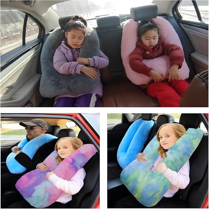 Travel Pillow Car Pillow Kid Car Sleeping The Sleeping Aid for Adults and Kids on Road Trips Kids Travel Pillow Colorful Pink