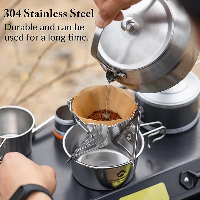 CAMPINGMOON Collapsible Coffee Dripper Pour Over Camping Outdoor 304 Stainless Steel COF-01