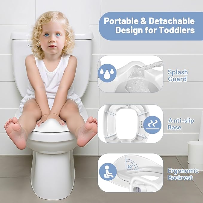 Potty Training Seat with Step Stool - 3 in 1 Potty Training Toilet Seat with Large Handles & Anti-Splash Guard | Foldable Toddler Toilet Seat Adjustable Height Non-Slip Toddler Step Stool