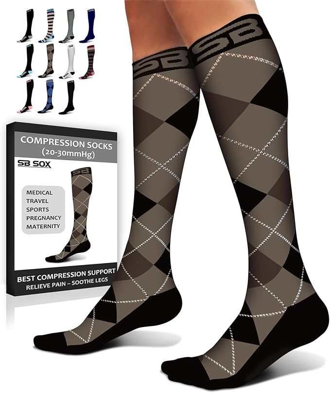 SB SOX Compression Socks for Men & Women (20-30 mmHg) - Best Support Stockings for Travel, Medical, and Sports - Perfect for Everyday Wear