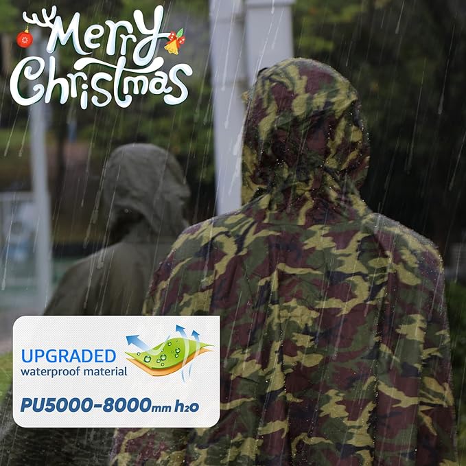 ANYOO Hooded Rain Poncho for Adults Waterproof Lightweight Rain Coat for Men Women Reusable Rain Jacket for Emergency Outdoor
