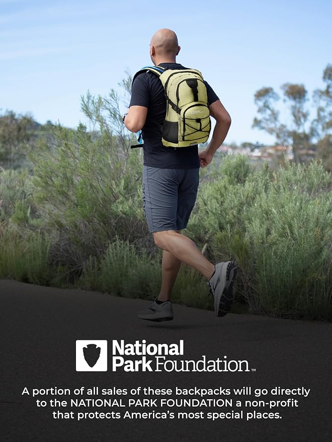 National Park Foundation 18L Hydration Backpack with 2 Liter Hydro Water Bladder Bag, Lightweight Daypack for Cycling, Hiking, Running, Climbing, for Men Women Kids
