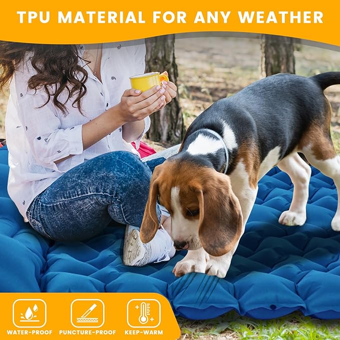 Sleeping Pad, Compact Sleeping Pad for Camping with Pillow Built-in Foot Pump, Inflatable Sleeping Mat for Travel Backpacking Hiking Sleeping Bag Tent, Outdoor Adventure Camp Gear